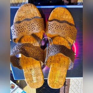Kensie Women's Tan and Brown Cork Sandals